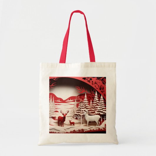 3D Reinders in de winter Tote Bag (Voorkant)