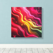 3D Render Fluid Acryl Kunst in Dim Light - Magenta Canvas Afdruk (Insitu (Houten vloer))