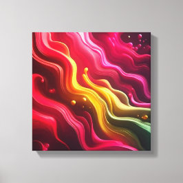 3D Render Fluid Acryl Kunst in Dim Light - Magenta Canvas Afdruk