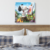 3D Render van een Schattigee Dog Artist Painting Canvas Afdruk (Insitu (Slaapkamer))