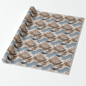 3d Rendered Roses In Shades Of Blue And White Cadeaupapier (Uitgerold)