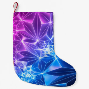 3d rendering, roze blauwe neon geometrische achter kleine kerstsok