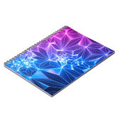 3d rendering, roze blauwe neon geometrische achter notitieboek (Linkerzijde)