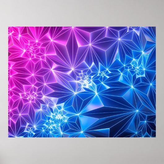 3d rendering, roze blauwe neon geometrische achter poster (Voorkant)