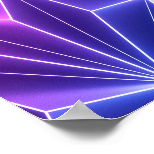 3d rendering, roze blauwe neon geometrische achter poster (Hoek)