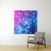 3d rendering, roze blauwe neon geometrische achter wandkleed (In situ)