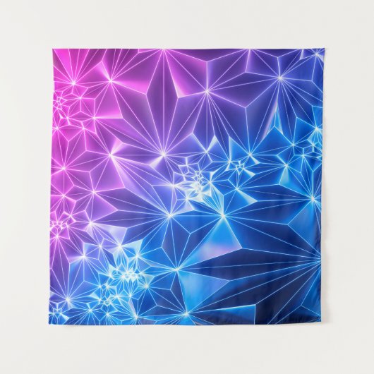 3d rendering, roze blauwe neon geometrische achter wandkleed (Voorkant)