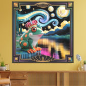 3D Rendering van Art Nouveau Chibi Kikker met Kroo Canvas Afdruk (Insitu (Woonkamer))