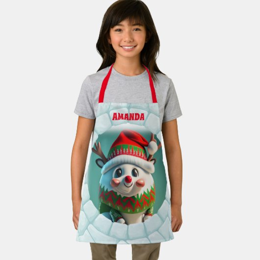 3D Rendier Kerst Gepersonaliseerde Kinderen Schort (Insitu)