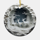 3D rendier kerstornament Keramisch Ornament (Voorkant)