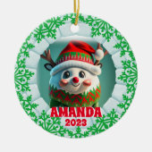 3D rendieren kerst aangepaste Kinder foto Keramisch Ornament (Voorkant)