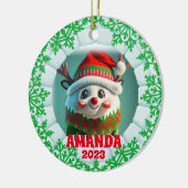 3D rendieren kerst aangepaste Kinder foto Keramisch Ornament (Links)
