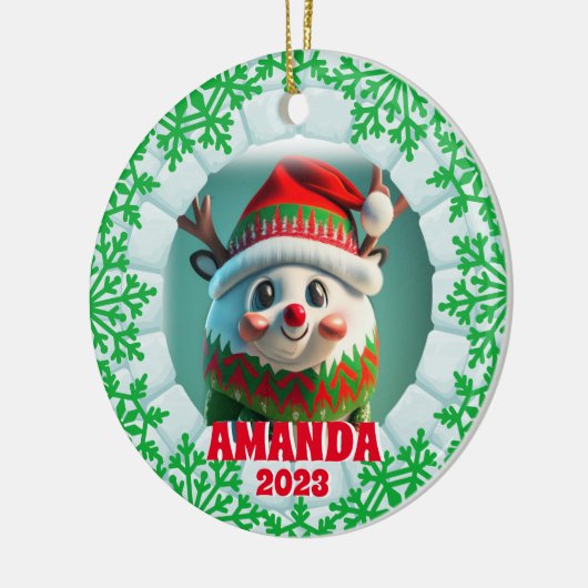 3D rendieren kerst aangepaste Kinder foto Keramisch Ornament (Links)