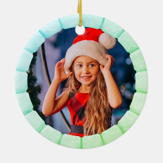 3D rendieren kerst aangepaste Kinder foto Keramisch Ornament (Achterkant)