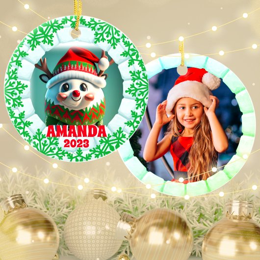 3D rendieren kerst aangepaste Kinder foto Keramisch Ornament