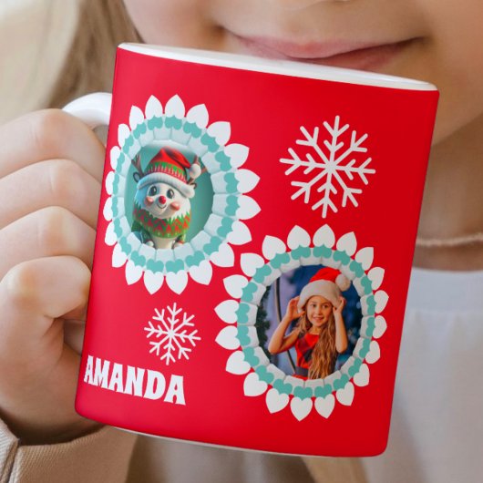 3D rendieren kerst gepersonaliseerde Kinder foto Koffiemok