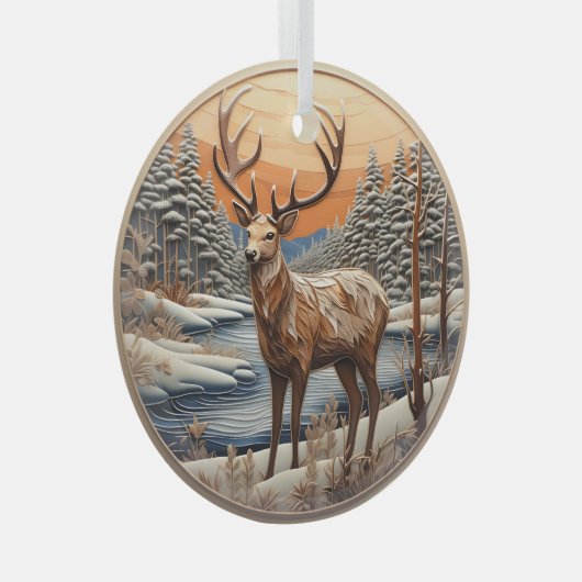 3D rendieren kerstversieringen Glas Ornament (Voorkant Rechts)