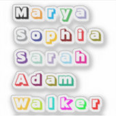 3D Retro Namen, Aangepaste Stijlvolle Kleurrijke S Sticker (Voorkant)