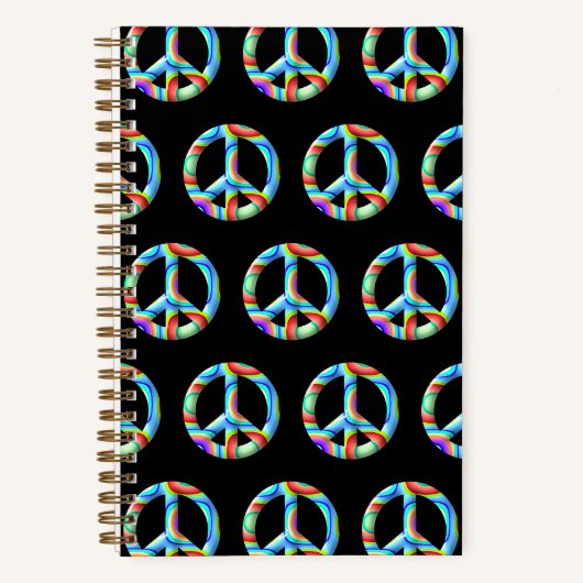 3D-retro vredessymbool Notitieboek (Voorkant)