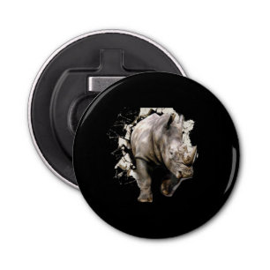 3d Rhino - Afrikaanse Safari Animal Rhinoceros Button Flesopener
