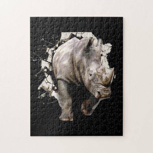 3d Rhino - Afrikaanse Safari Animal Rhinoceros Legpuzzel (Verticaal)