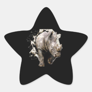 3d Rhino - Afrikaanse Safari Animal Rhinoceros Ster Sticker