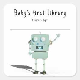 3D robot - Baby's eerste bibliotheek Vierkante Sticker