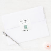 3D robot - babyshower boekplaat Vierkante Sticker (Envelop)