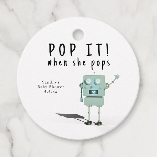 3D robotjongen - pop het! wanneer ze poppen Bedankjes Labels (Voorkant)