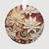 3d Rode en Gouden Kerstbloemen Ornament (voorkant)