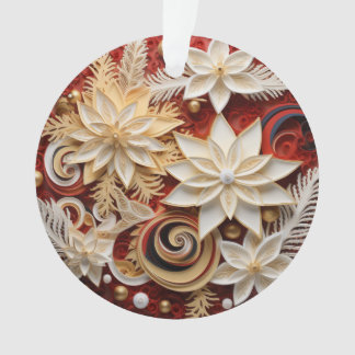 3d Rode en Gouden Kerstbloemen Ornament