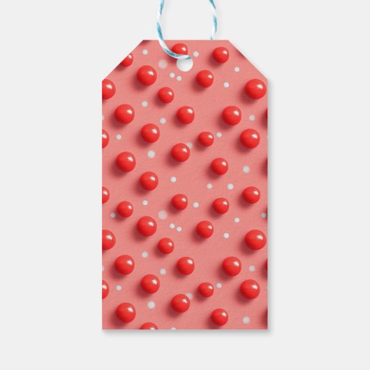 3D rode en witte stippen patroon Cadeaulabel (Achterkant)