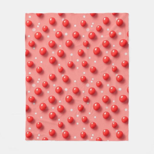 3D rode en witte stippen patroon Fleece Deken (Voorkant)