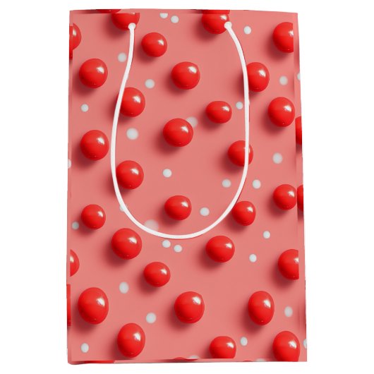 3D rode en witte stippen patroon Medium Cadeauzakje (Voorkant)
