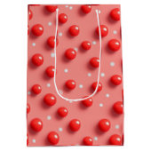 3D rode en witte stippen patroon Medium Cadeauzakje (Achterkant)