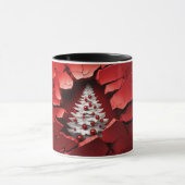 3D Rode Gebarsten Muur Vakantie Boom Mok (Midden)