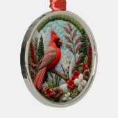 3D Rode Kardinaal Kerstmis Metalen Ornament (Rechts)