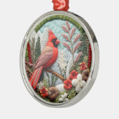 3D Rode Kardinaal Kerstmis Metalen Ornament (Links)