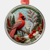 3D Rode Kardinaal Kerstmis Metalen Ornament (Voorkant)