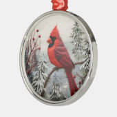 3D Rode Kardinaal Vogel Kerstmis Metalen Ornament (Links)