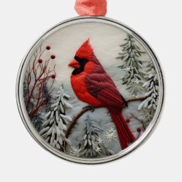 3D Rode Kardinaal Vogel Kerstmis Metalen Ornament