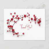 3D Rode Kersenbloesems Dank Je Briefkaart (Voorkant)