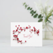 3D rode kersenbloesems Dank u Briefkaart (Staand voorkant)