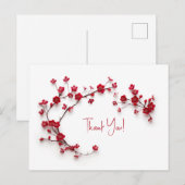 3D rode kersenbloesems Dank u Briefkaart (Voorkant / Achterkant)