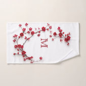 3D rode kersenbloesems wit Handdoek (Handdoek)