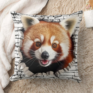 3D Rode Panda Muurbreuk Kunst – Realistisch Safari Kussen