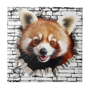 3D Rode Panda Muurbreuk Kunst – Realistische Safar Tegeltje