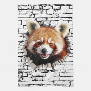 3D Rode Panda Muurbreuk Kunst – Realistische Safar Theedoek