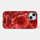 3D rode rozen naadloos patroon iPhone 15 Case (Achterkant horizontaal)
