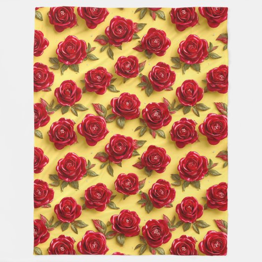 3D rode rozen patroon Fleece Deken (Voorkant)